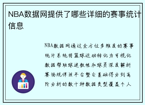 NBA数据网提供了哪些详细的赛事统计信息